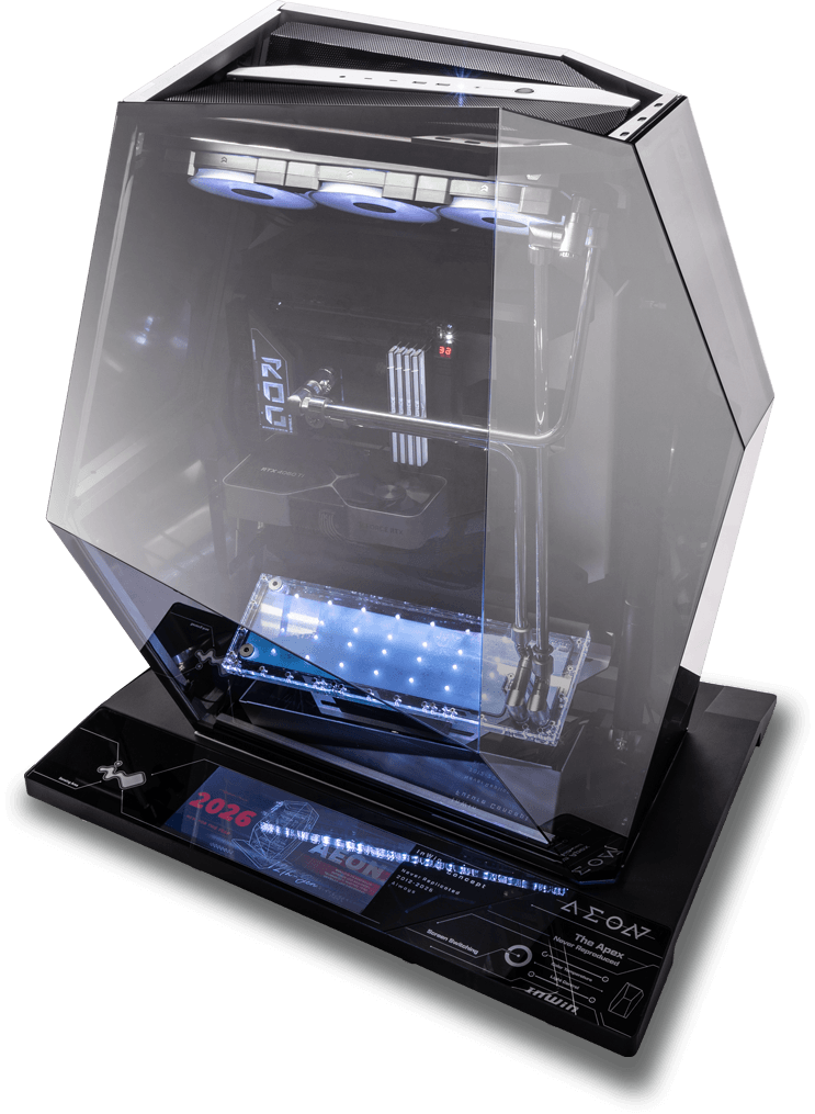 迎广 InWin AEON Signature 限量版电脑机箱，采用镜面不锈钢与钢化玻璃工艺设计