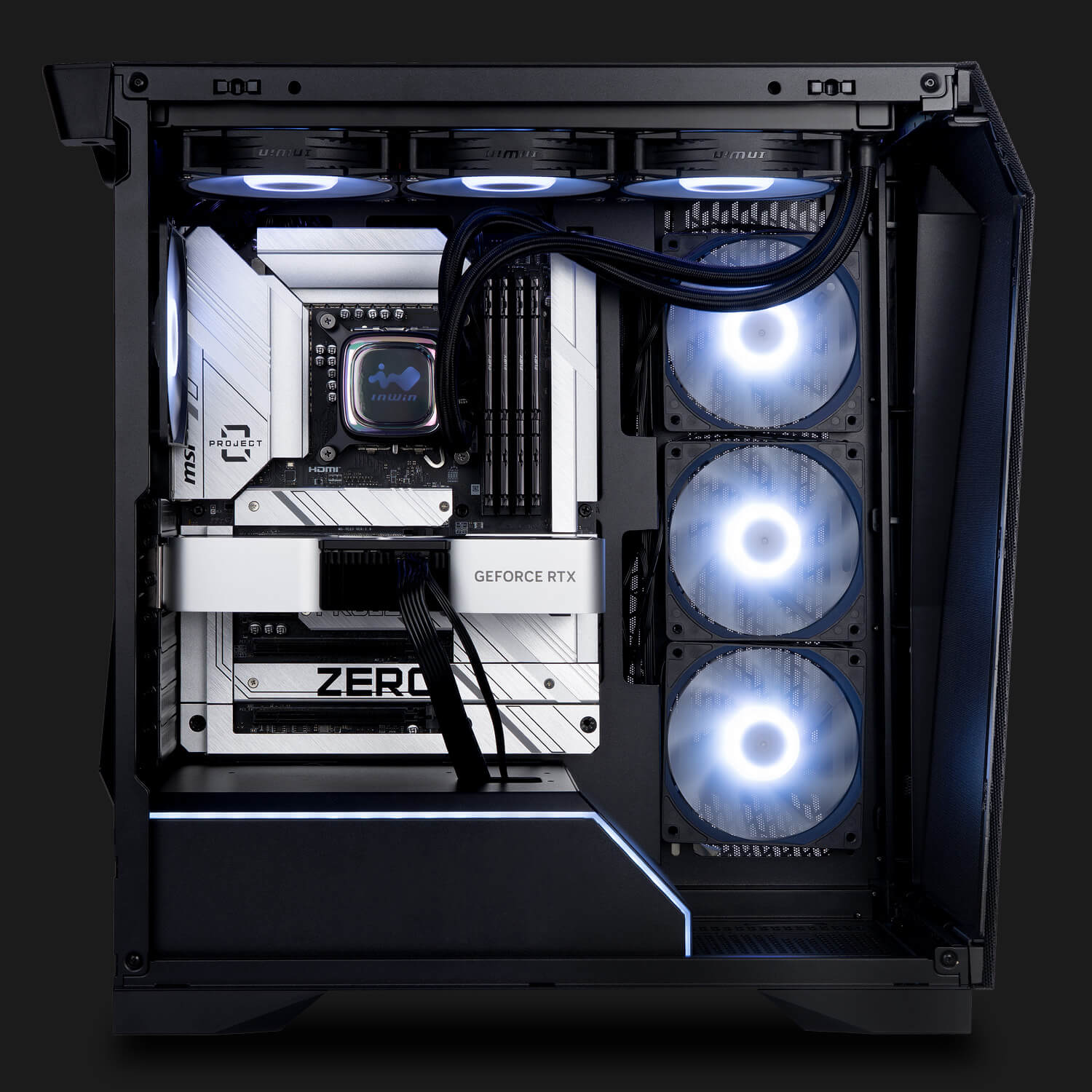 InWin Dynamische Kühllösungen Das Gehäuse fasst bis zu 10 Lüfter und 240, 280 sowie 360 mm großen Ra