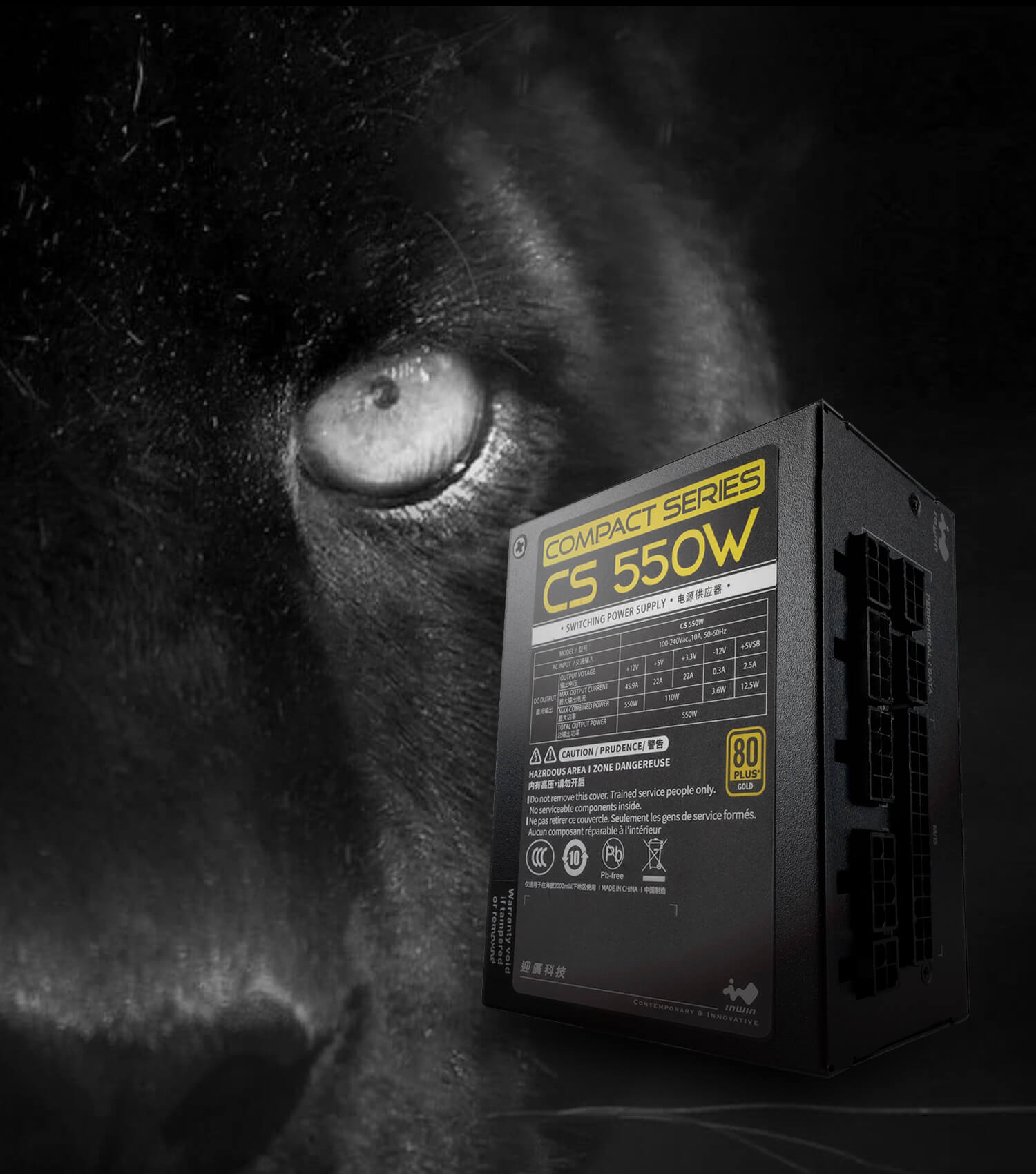 迎广科技 迎广 进击的猛兽 CS-550W是一款高品质的SFX电源，与业界相同体积产品相比具有更高的输出，符合80PLUS® 金牌认证，单组+12V输出设计，满足高阶玩