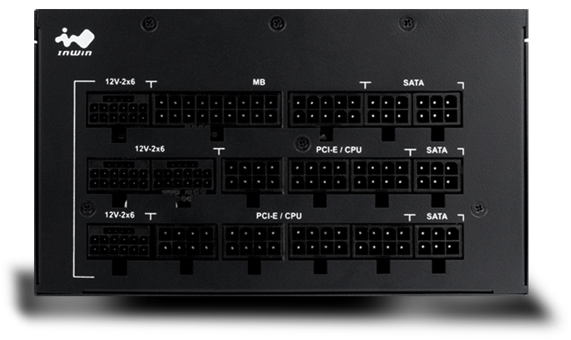 InWin パフォーマンスの潜在能力を最大化 4つのネイティブ PCIe 12V-2x6 PCBヘッダを装備し、最大7つのPCIe/CPU互換コネクタをサポートするP250IIは、ワーク